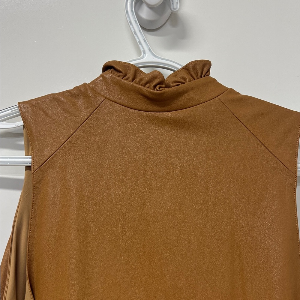 Amanda Uprichard, Connolly Dress, Camel Colored Faux Leather, Size XS - Picture 9 of 12